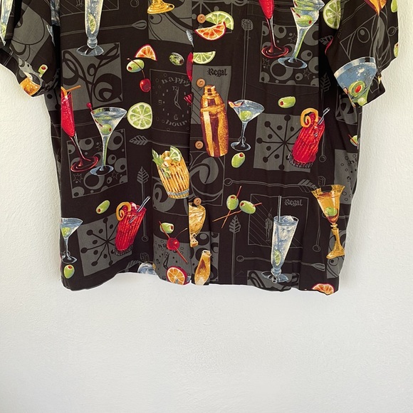 Vintage Paradise Found black happy hour cocktail Hawaiian shirt size medium - Picture 4 of 12